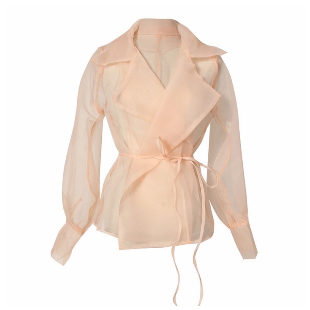 ❤️ Sheer Peach Organza Wrap Top - Picture 2 of 7